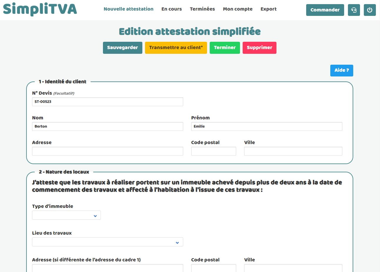 attestation simplifiée